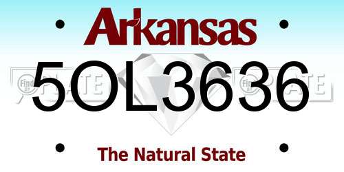 5OL3636 Arkansas License Plate
