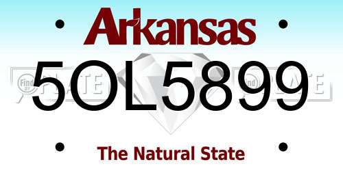 5OL5899 Arkansas License Plate