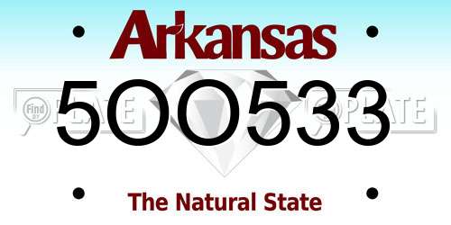 5OO533 Arkansas License Plate