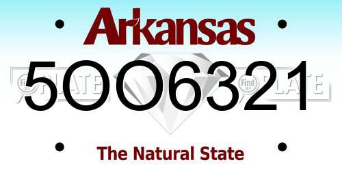 5OO6321 Arkansas License Plate