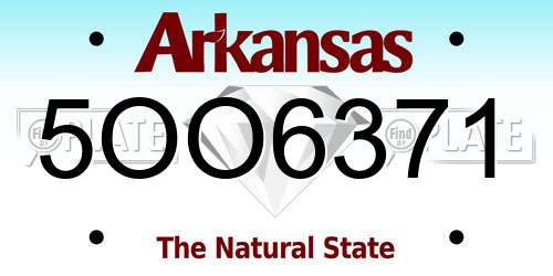 5OO6371 Arkansas License Plate