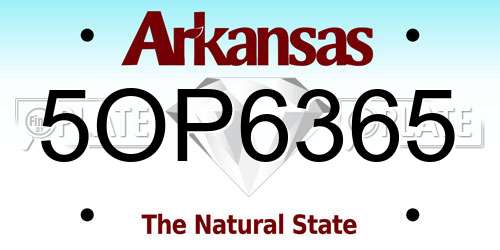 5OP6365 Arkansas License Plate