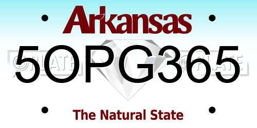 5OPG365 Arkansas License Plate