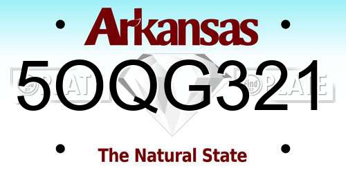 5OQG321 Arkansas License Plate