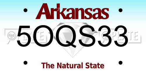 5OQS33 Arkansas License Plate