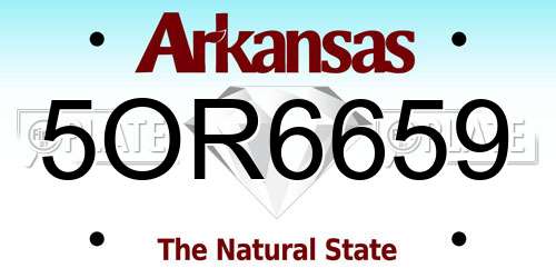 5OR6659 Arkansas License Plate