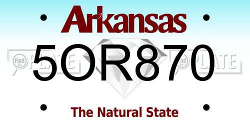 5OR870 Arkansas License Plate