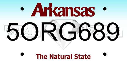 5ORG689 Arkansas License Plate