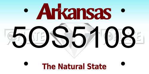 5OS5108 Arkansas License Plate