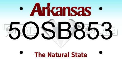 5OSB853 Arkansas License Plate