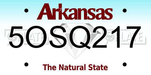 5OSQ217 Arkansas License Plate