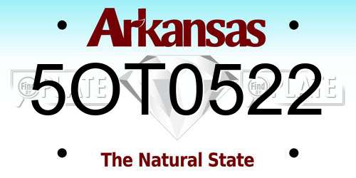 5OT0522 Arkansas License Plate