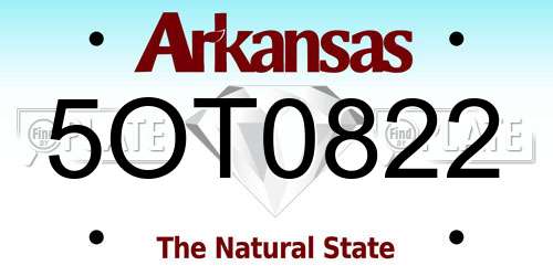 5OT0822 Arkansas License Plate
