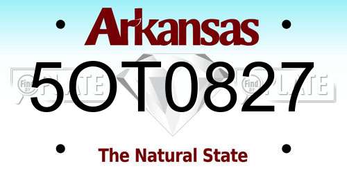5OT0827 Arkansas License Plate