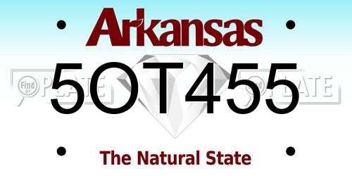 5OT455 Arkansas License Plate