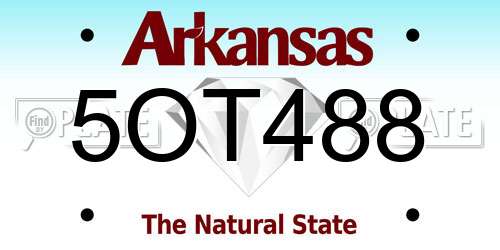 5OT488 Arkansas License Plate