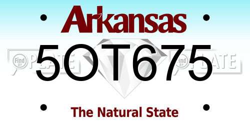 5OT675 Arkansas License Plate