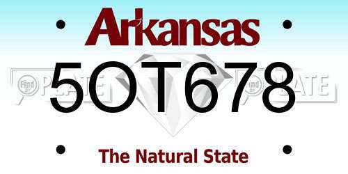 5OT678 Arkansas License Plate