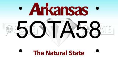 5OTA58 Arkansas License Plate