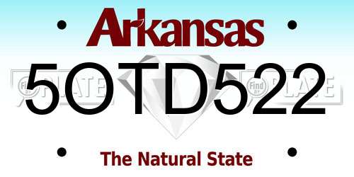 5OTD522 Arkansas License Plate