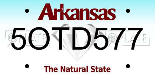 5OTD577 Arkansas License Plate