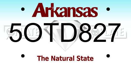 5OTD827 Arkansas License Plate