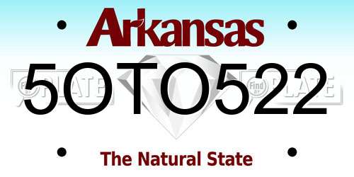 5OTO522 Arkansas License Plate