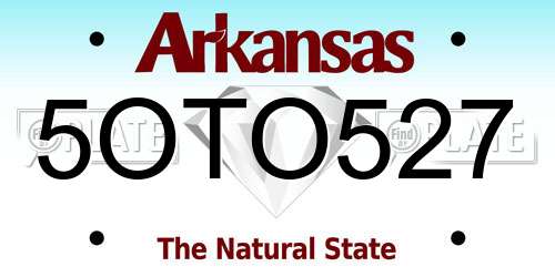 5OTO527 Arkansas License Plate