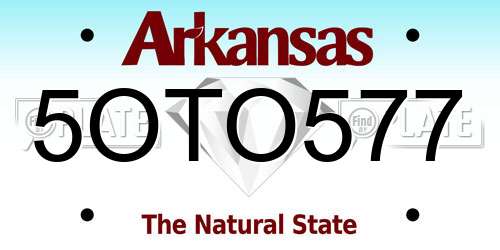 5OTO577 Arkansas License Plate