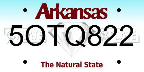 5OTQ822 Arkansas License Plate