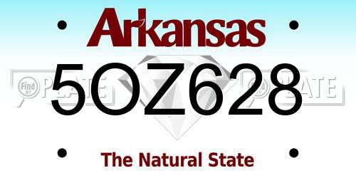 5OZ628 Arkansas License Plate
