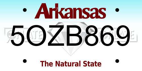 5OZB869 Arkansas License Plate