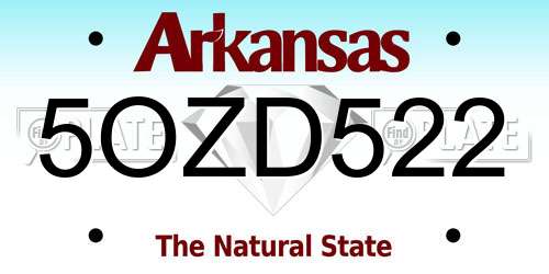5OZD522 Arkansas License Plate