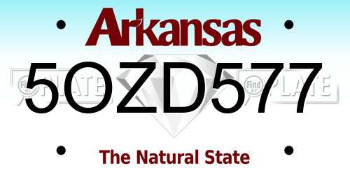 5OZD577 Arkansas License Plate