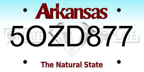 5OZD877 Arkansas License Plate