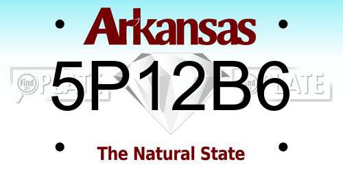 5P12B6 Arkansas License Plate