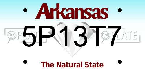 5P13T7 Arkansas License Plate