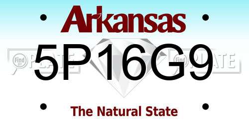 5P16G9 Arkansas License Plate