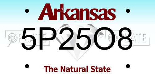 5P25O8 Arkansas License Plate