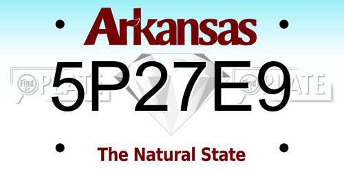 5P27E9 Arkansas License Plate