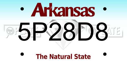 5P28D8 Arkansas License Plate