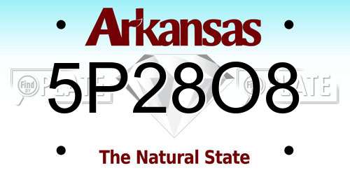 5P28O8 Arkansas License Plate