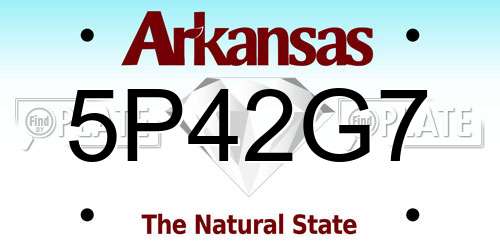 5P42G7 Arkansas License Plate