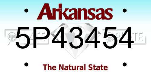 5P43454 Arkansas License Plate