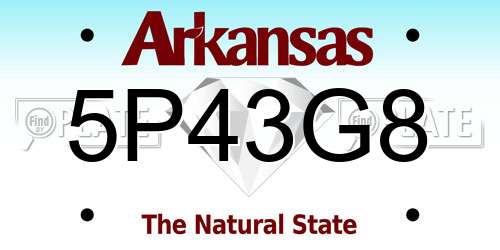 5P43G8 Arkansas License Plate
