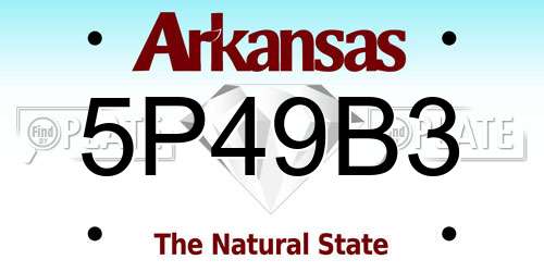 5P49B3 Arkansas License Plate