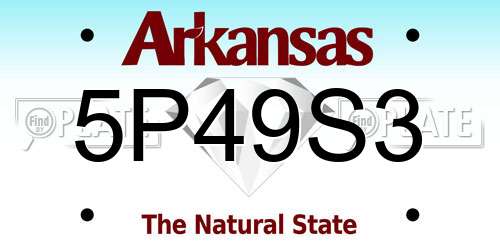 5P49S3 Arkansas License Plate