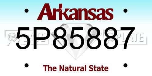 5P85887 Arkansas License Plate