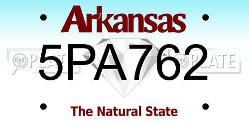 5PA762 Arkansas License Plate