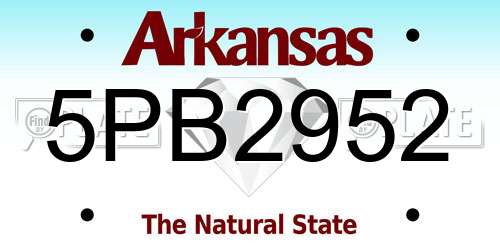5PB2952 Arkansas License Plate
